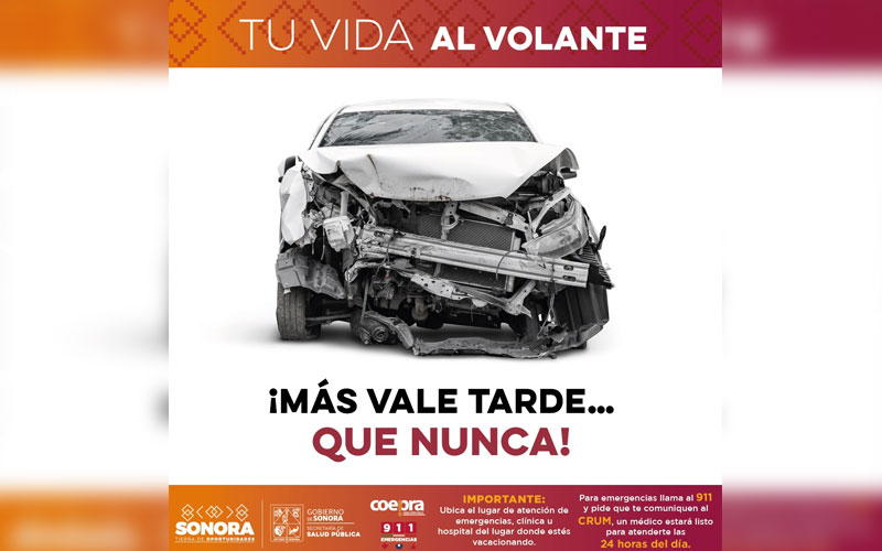 Insta Salud Sonora a prevenir accidentes viales en temporada decembrina