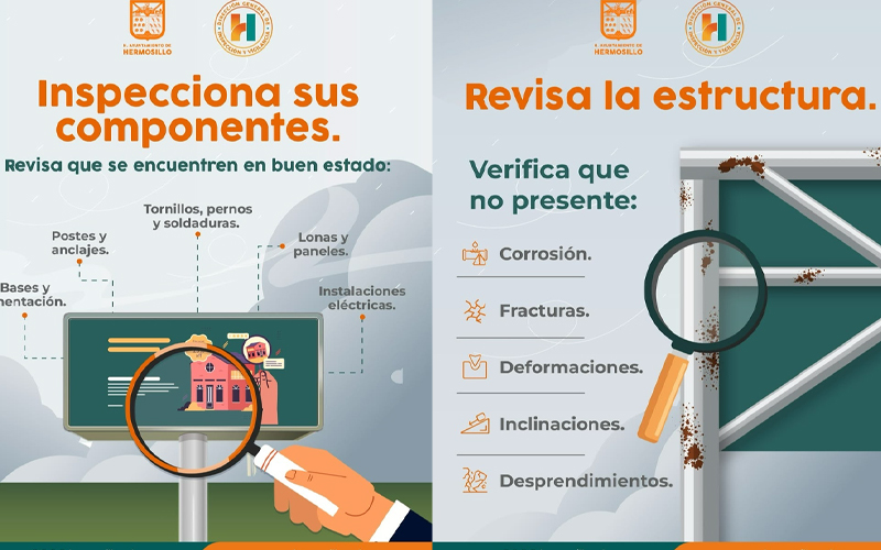 Hermosillo llama a revisar anuncios espectaculares ante riesgos por lluvias y vientos fuertes