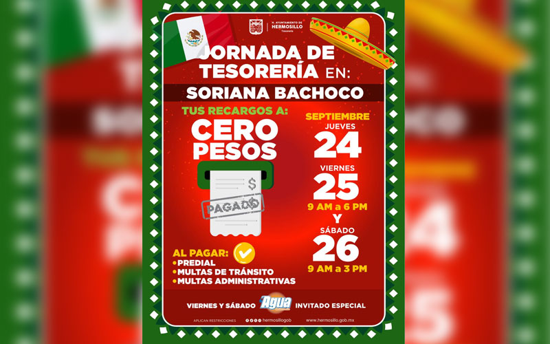 Tesorería de Hermosillo llevará jornada para pagar predial y multas sin recargos