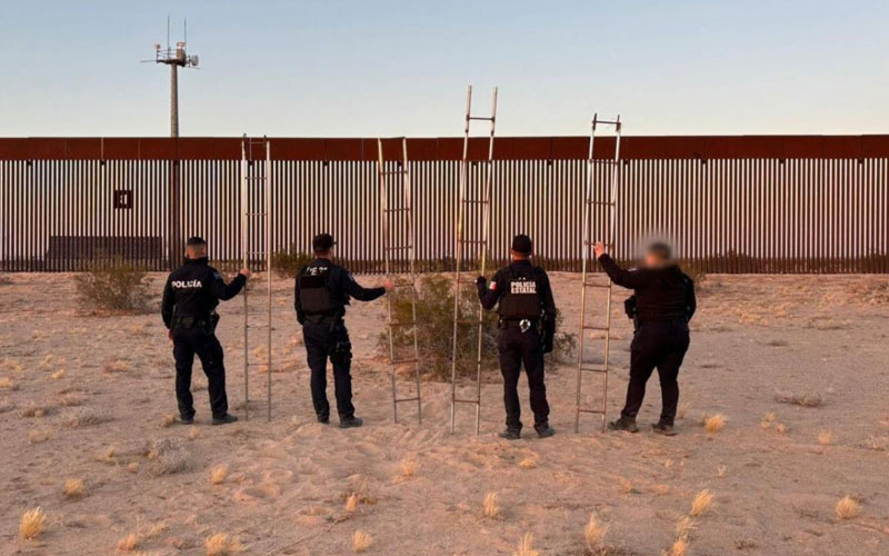 Aseguran escaleras usadas en actividades ilícitas en la frontera Sonora-Arizona