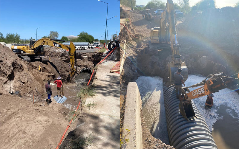 Colector sanitario de Quintero Arce alcanza 75% de avance y ya conduce todo el flujo de aguas residuales
