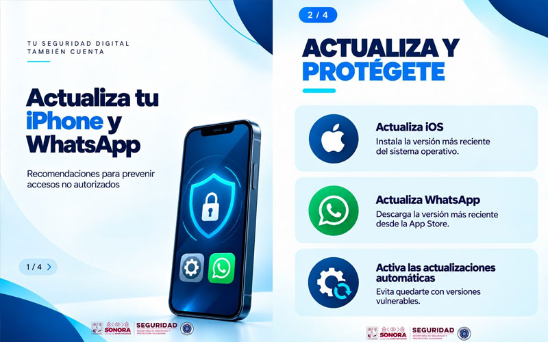SSPC Sonora alerta sobre mensajes fraudulentos de WhatsApp y recomienda actualizar iPhone