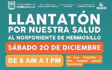 Invita Ayuntamiento de Hermosillo al “Llantatón” al Norponiente este 20 de diciembre