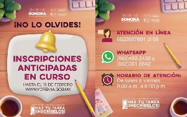 Avanza más del 60% el proceso de Inscripciones Anticipadas para el ciclo escolar 2026–2027 en Sonora