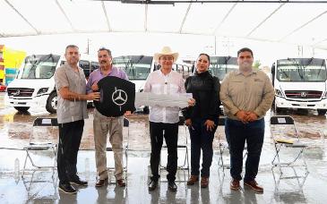 Entrega Alfonso Durazo apoyos económicos, vialidades rehabilitadas y nuevas unidades de transporte en el sur del estado