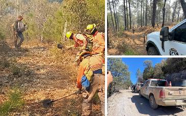 Brigadistas combaten incendios forestales en Yécora y Bavispe con esfuerzos coordinados