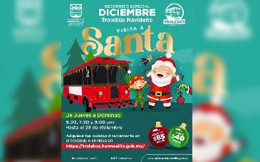 Invitan al recorrido especial del Trolebús Navideño rumbo a la Casa de Santa Claus