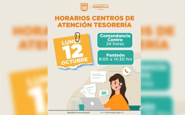 Tesorería de Hermosillo abrirá dos módulos este lunes 12 de octubre
