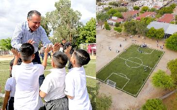 Entregan nueva cancha deportiva en primaria de Hermosillo; sueño estudiantil se hace realidad